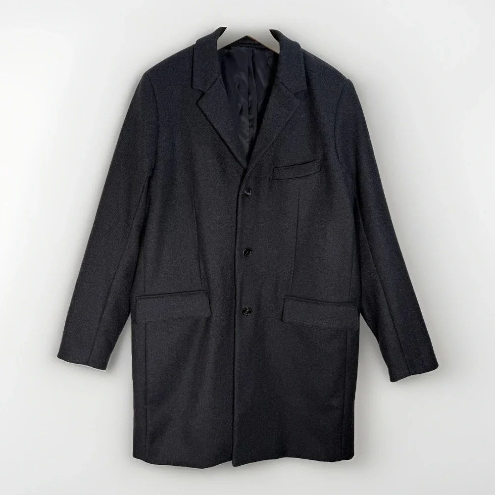Abercrombie & Fitch Coat Men's Wool Blend Overcoat Sz XL Gray Classic Italian